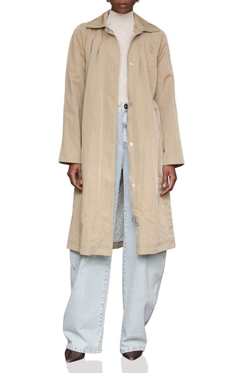 Nylon Pleated Rain Trench Coat