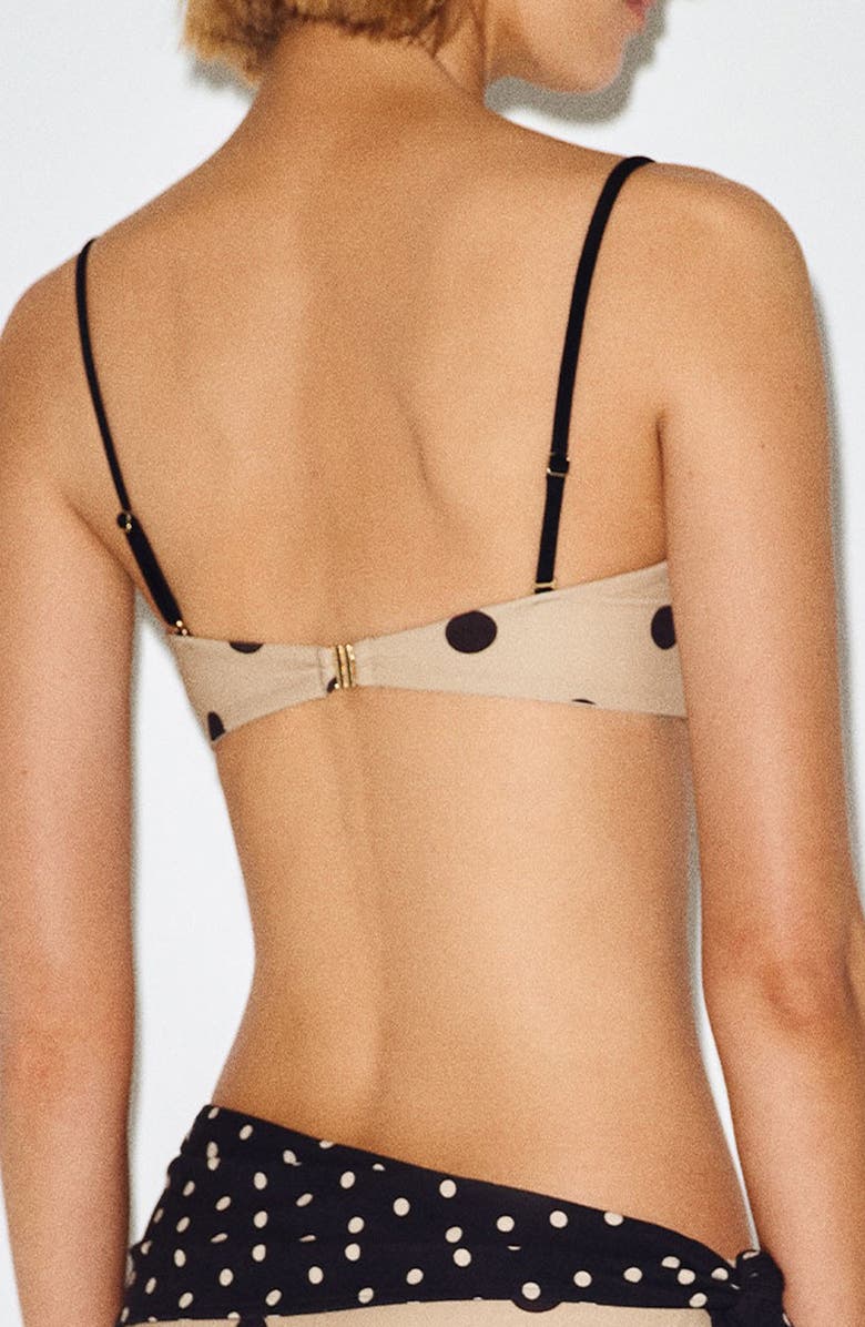 Reformation Zahara Knot Bandeau Bikini Top, Alternate, color, Dune Luna Dots