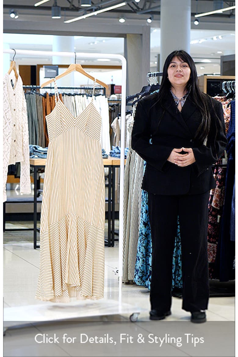 Stripe Sleeveless Ruffle Hem High-Low Midi Dress video
