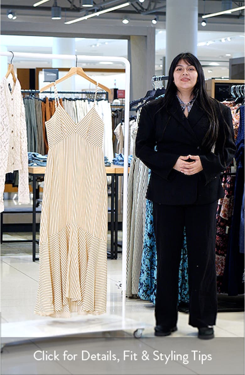 Stripe Sleeveless Ruffle Hem High-Low Midi Dress, sales video thumbnail