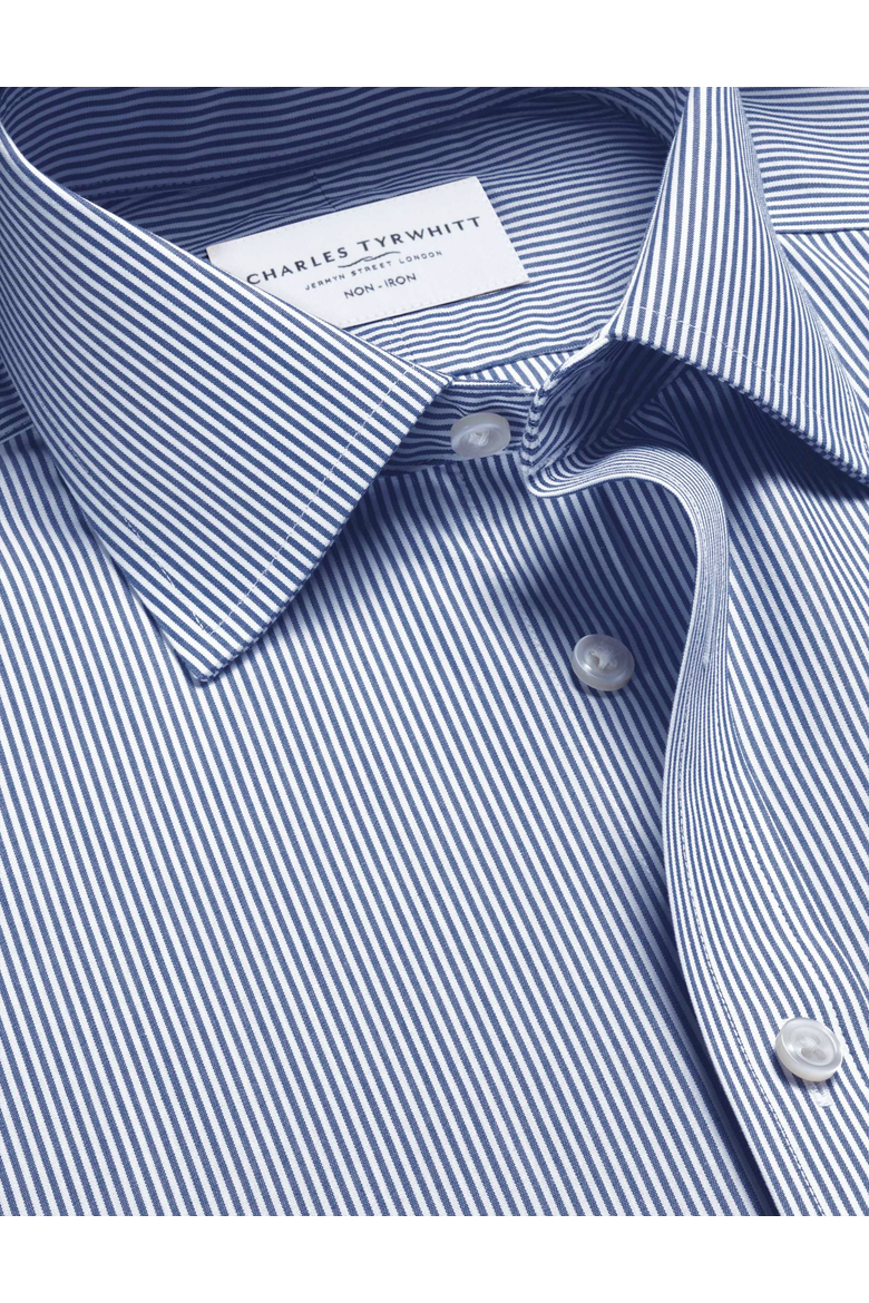 Non-Iron Bengal Stripe Shirt, Alternate, color, Navy