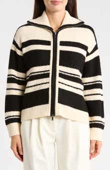 Striped Zip Cardigan