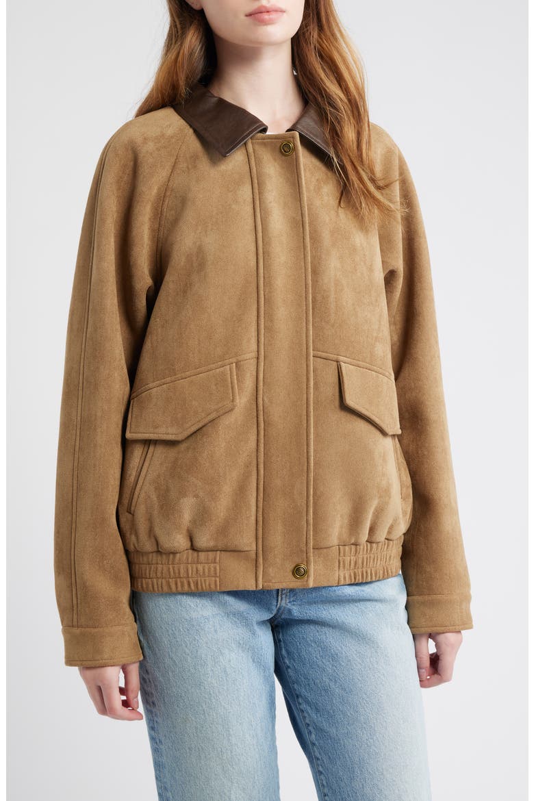 Faux Suede Chore Coat, Alternate, color, CHESTNUT