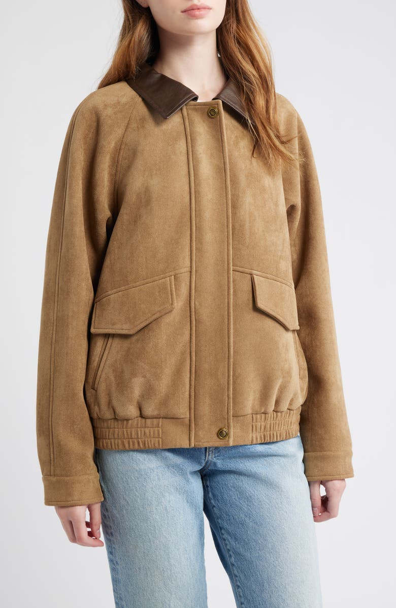 Thread & Supply Faux Suede Chore Coat, Alternate, color, Chestnut