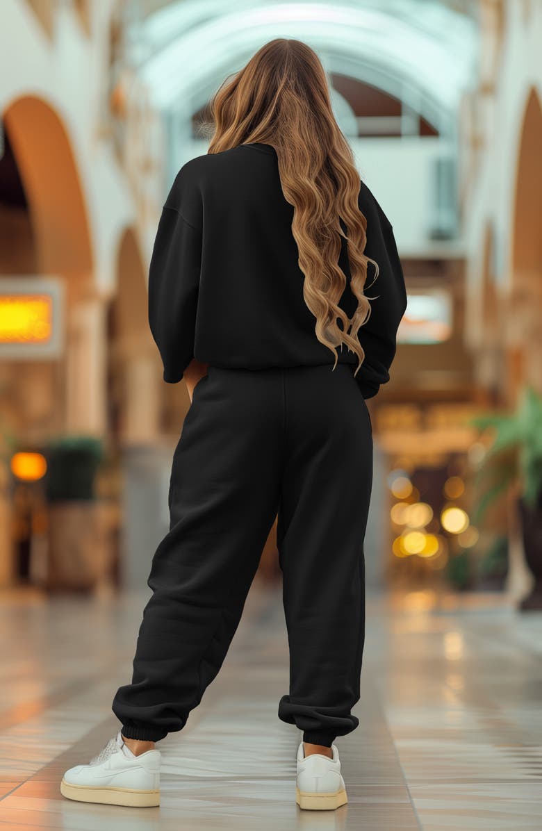 Dalix Butterfly Midweight Fleece Crewneck Sweatsuit, Alternate, color,