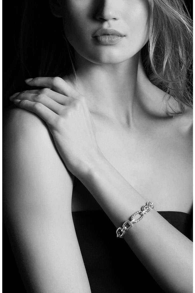 Chain Cushion Link Bracelet with Diamonds, Alternate, color, SILVER