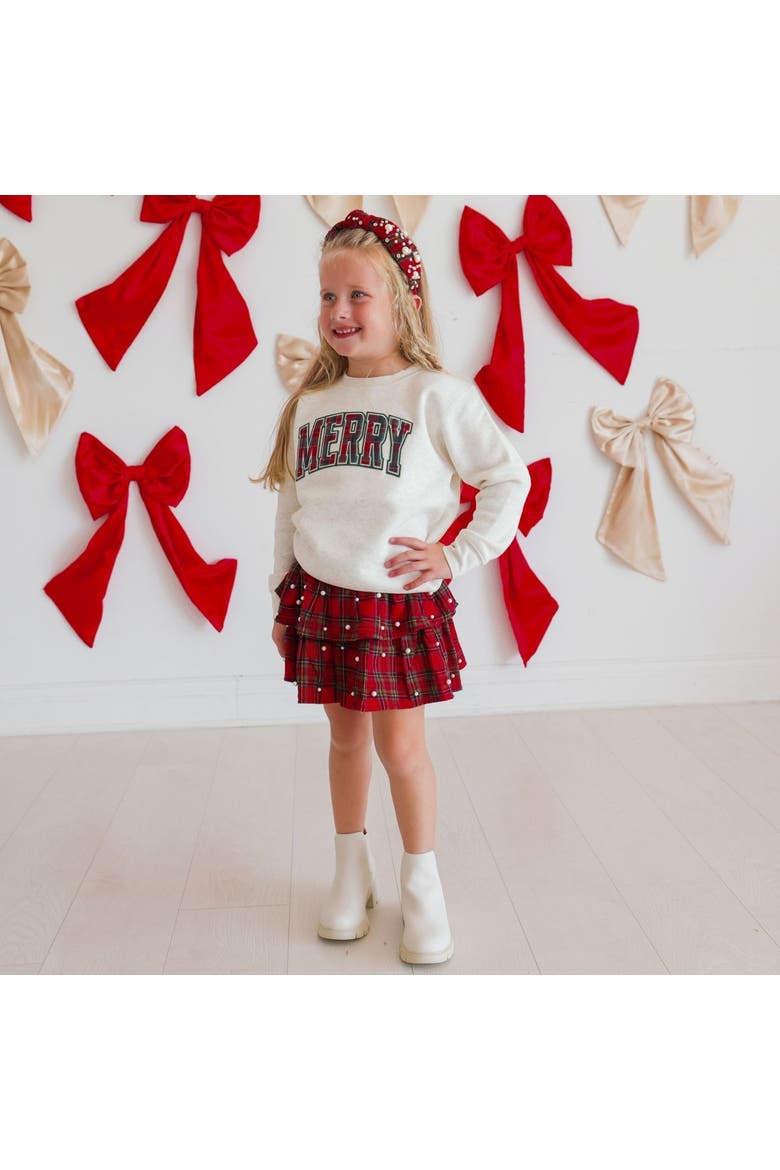 Christmas Tartan Pearl Skirt, Alternate, color, Red