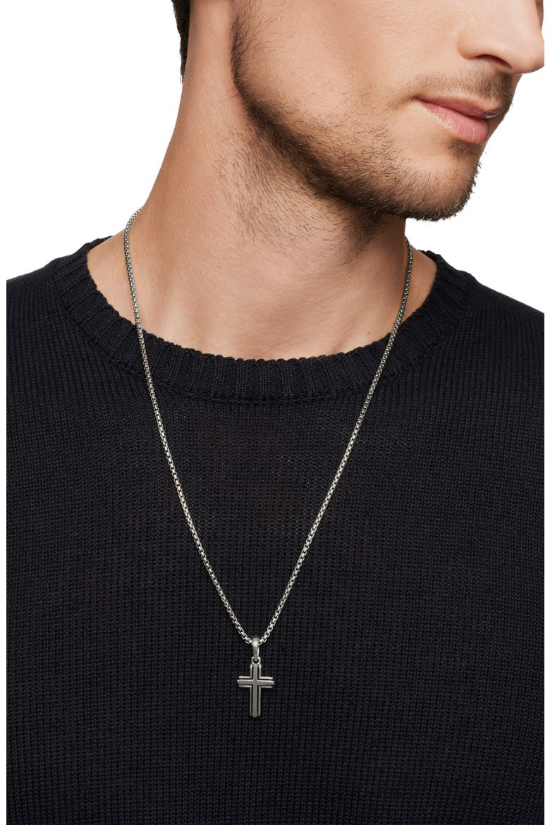 Deco Cross Enhancer Pendant, Alternate, color, SILVER