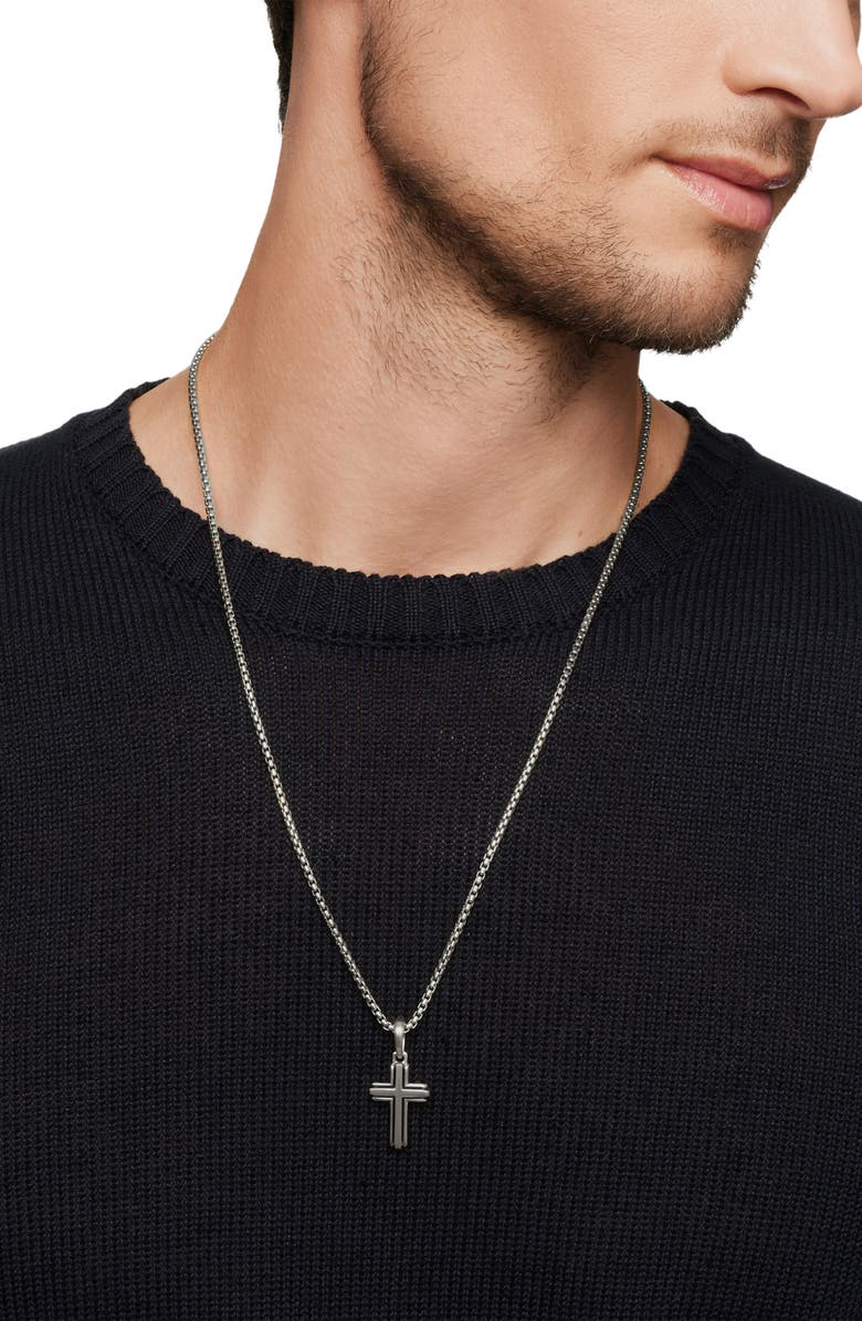 David Yurman Deco Cross Enhancer Pendant, Alternate, color, Silver