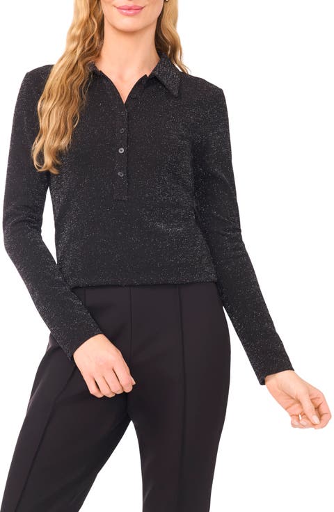 Jo Metallic Long Sleeve Polo