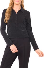 Ted Baker Jo Metallic Long Sleeve Polo