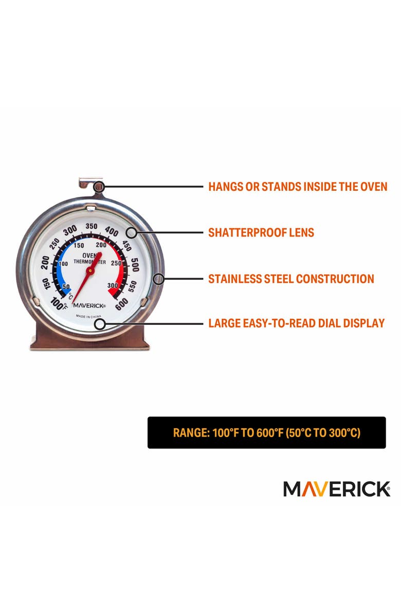 Maverick Large Dial Oven Thermometer, Alternate, color, Silver