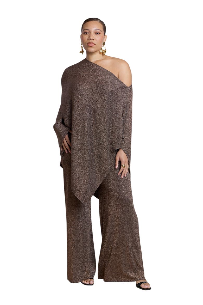 Shimmer Knit Wide Leg Sweater Pant, Alternate, color, BURNISHED GOLD