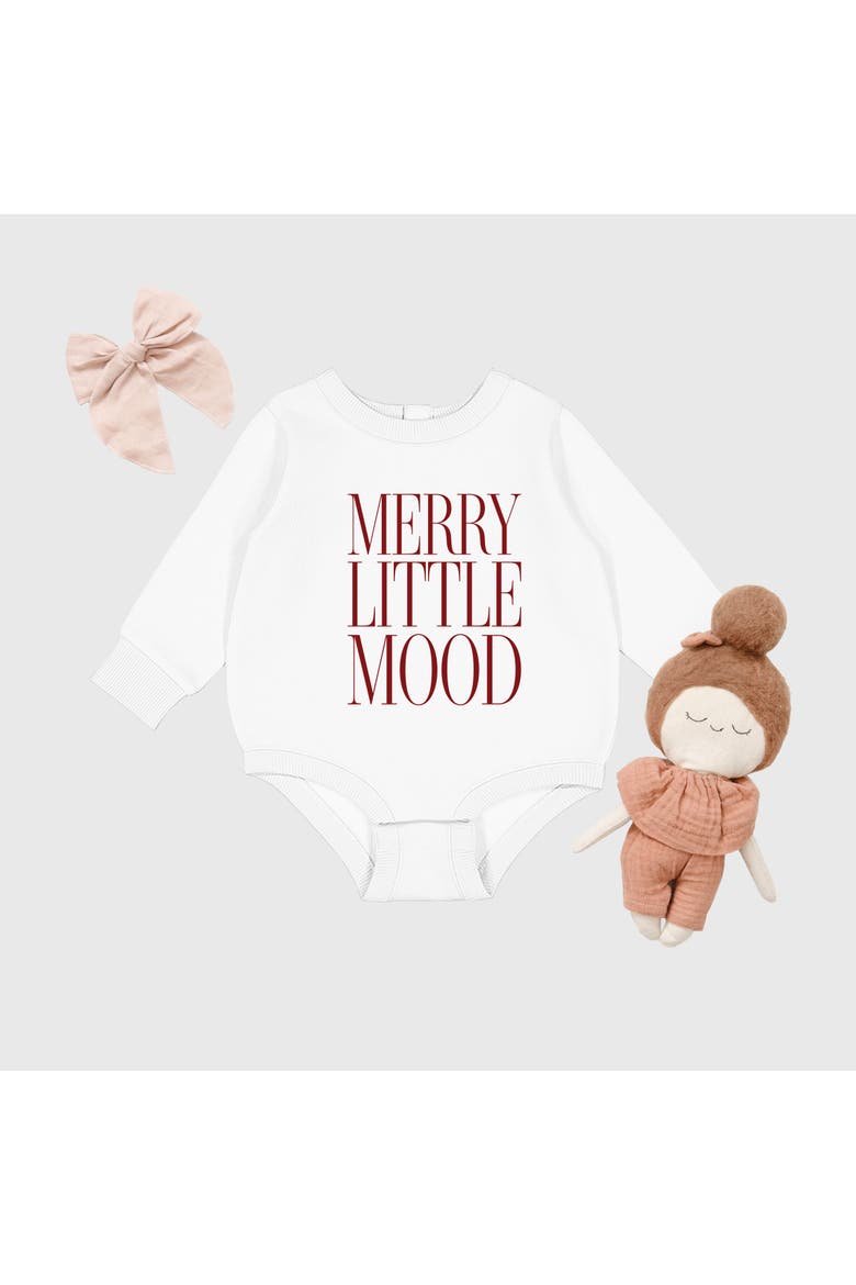 Merry Little Mood Stacked Fleece BodySuit Baby, Alternate, color, White