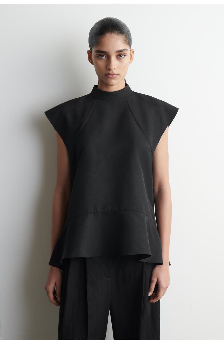 COS Sculpted Turtleneck Top, Main, color, Black