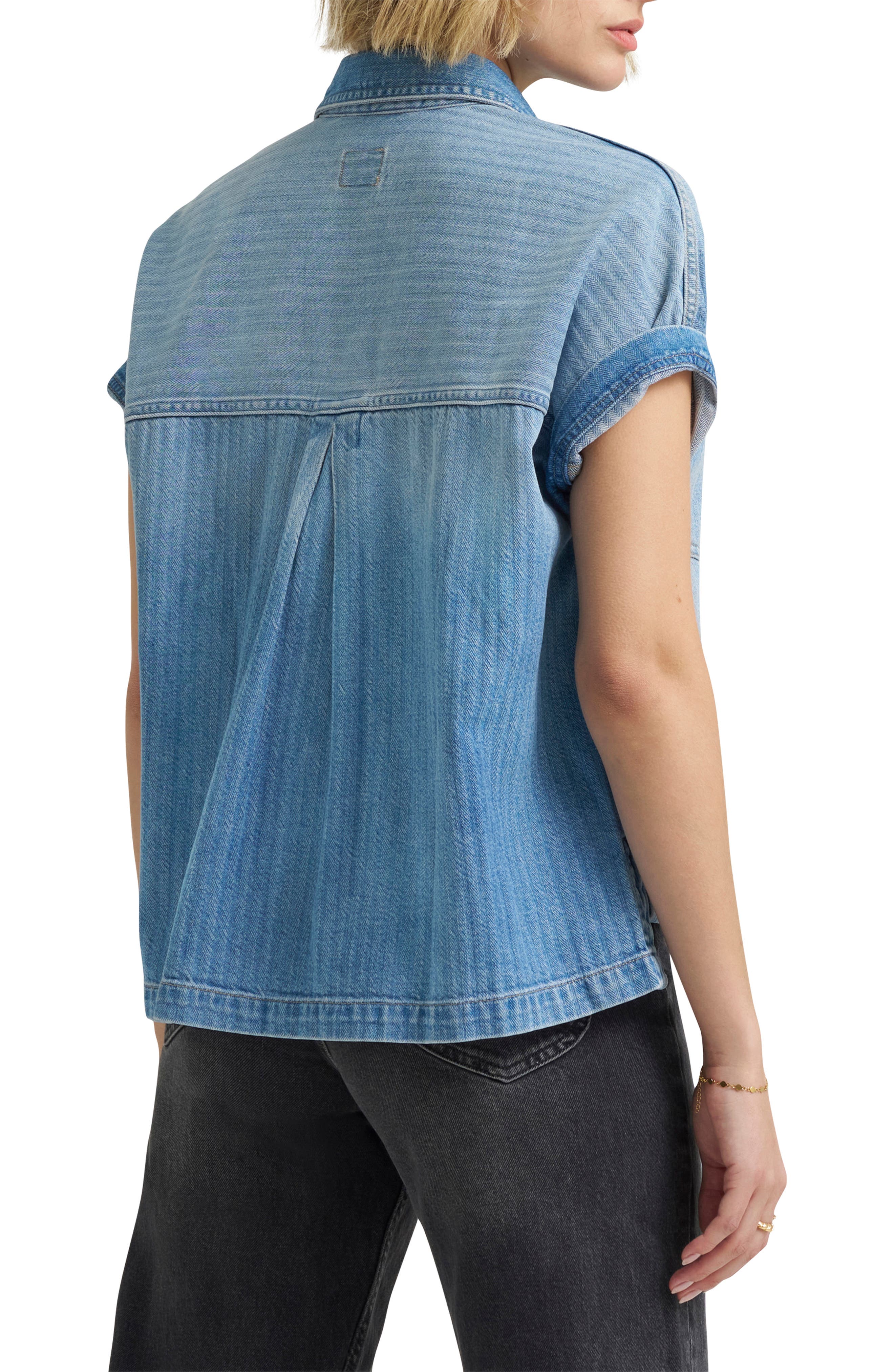 Roll Sleeve Denim Utility Shirt - image 2