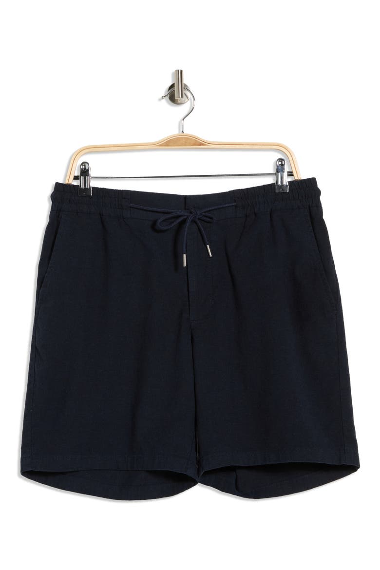 7-Inch Linen Blend Shorts, Alternate, color, NAVY SAPPHIRE - BLACK EOE