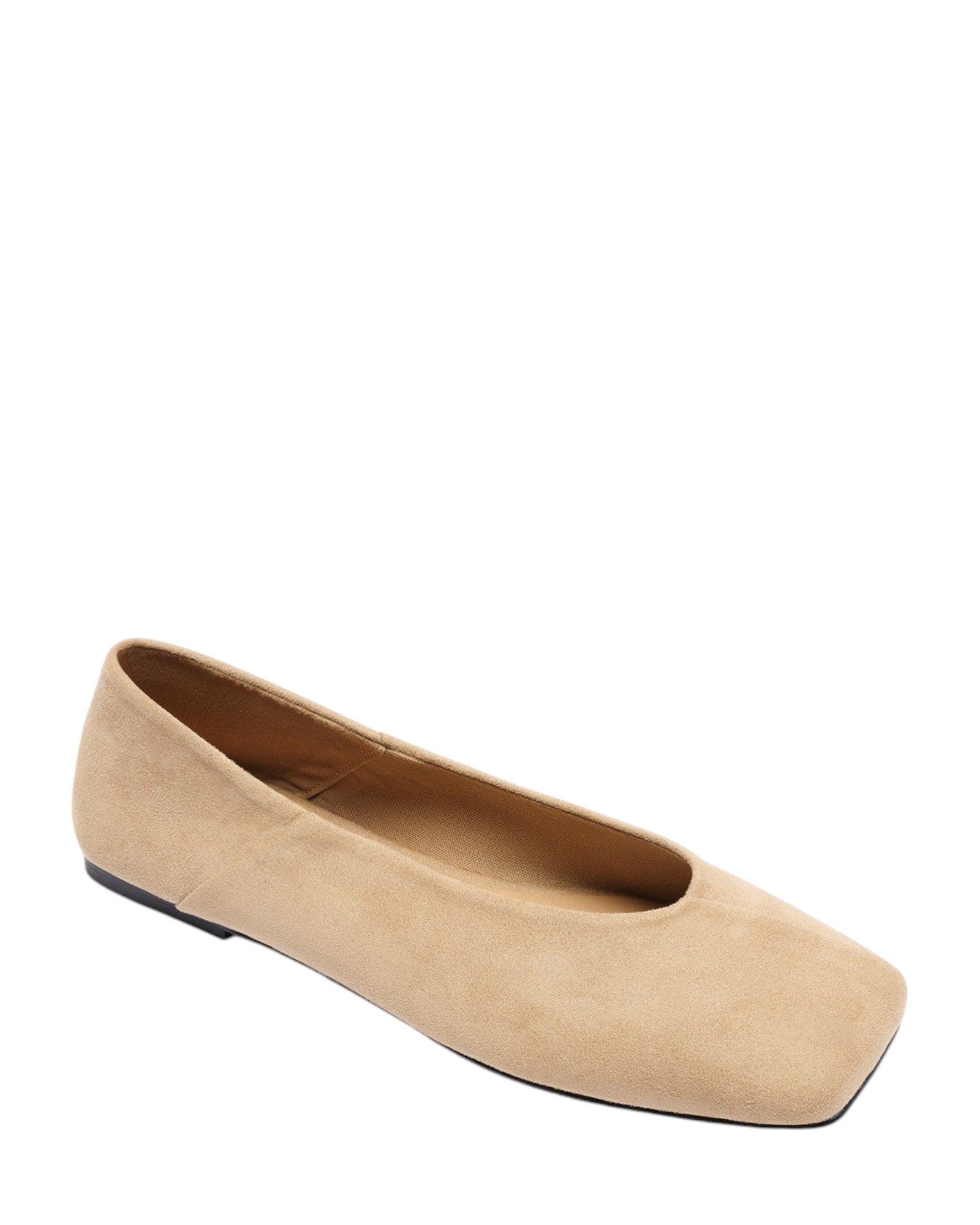 Gaia Square Toe Flats, Main, color, CASHEW FAUX SUEDE