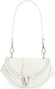 Versace Small Virtus Stud Embellished Leather Shoulder Bag