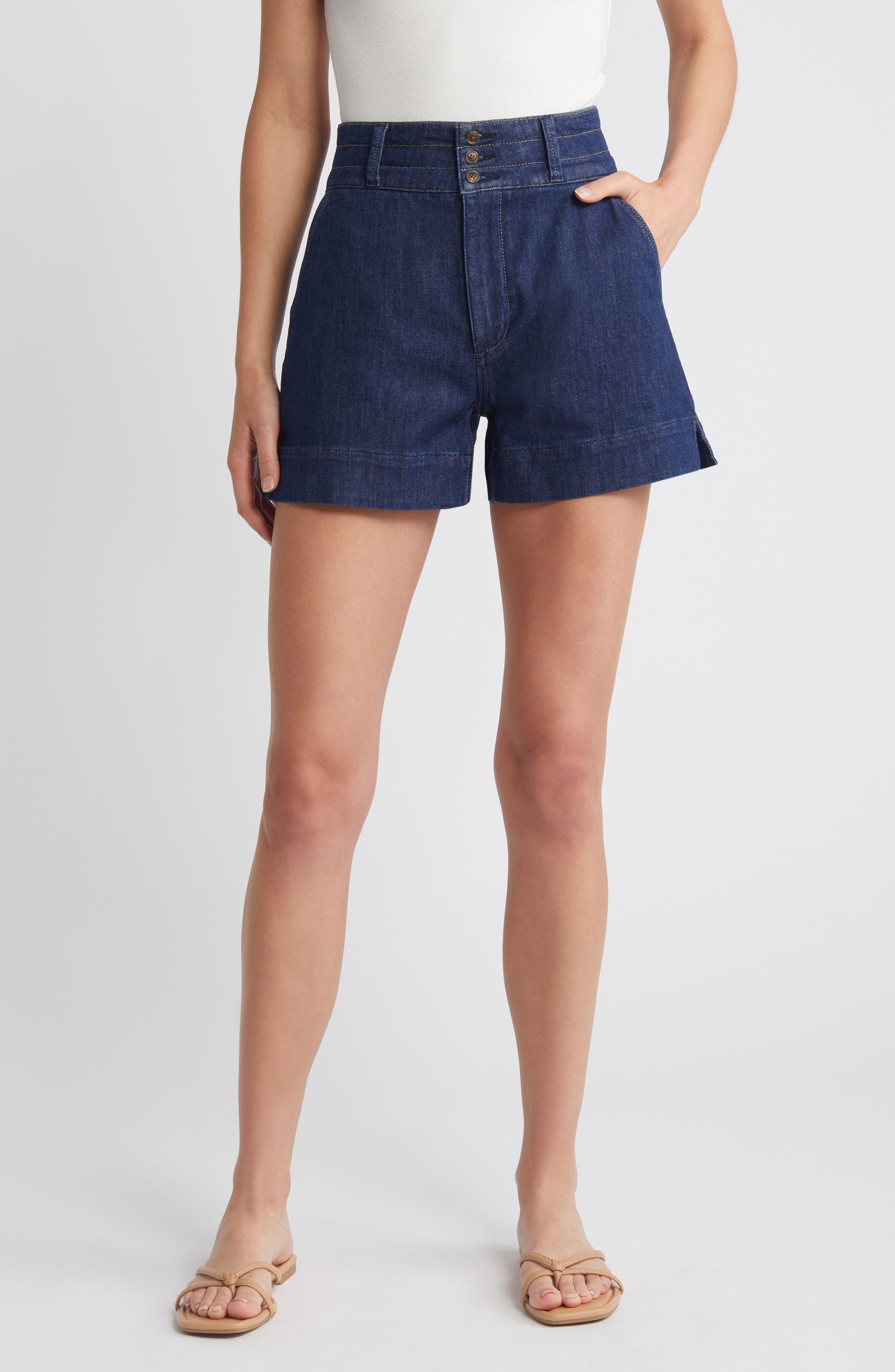 PAIGE Dani High Waist Denim Shorts