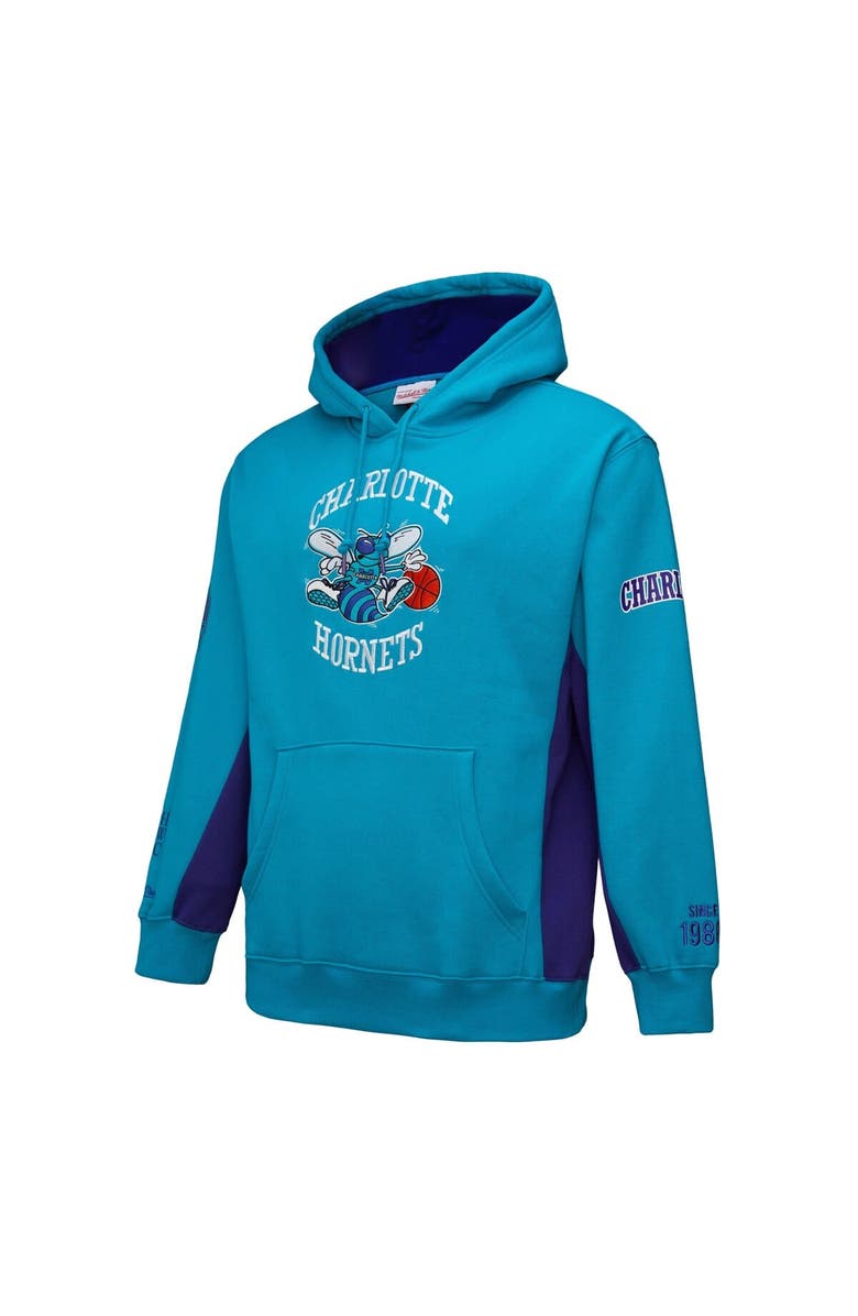 Mitchell & Ness Men's Mitchell & Ness Teal Charlotte Hornets Hardwood Classics Team Origins Fleece Pullover Hoodie, Alternate, color, 