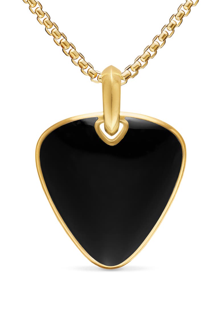 Men's Streamline Pick Amulet in 18K Yellow Gold, Alternate, color, BLACK