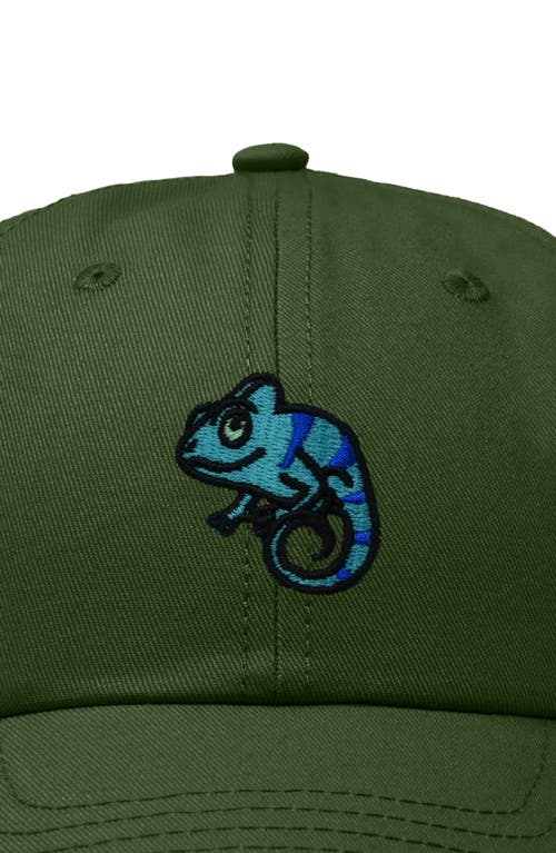 Dalix Chameleon Embroidered Dad Hat In Olive