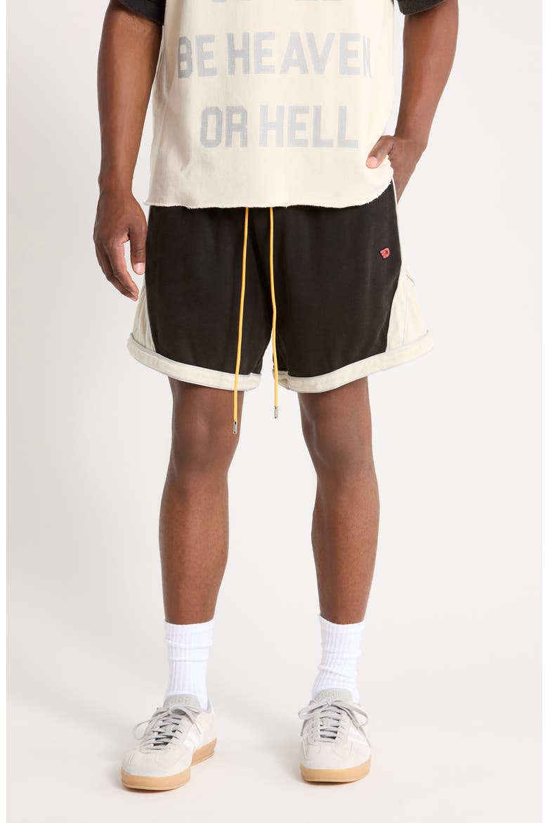 Warm Up Shorts, Main, color, VINTAGE BLACK/ CREAM