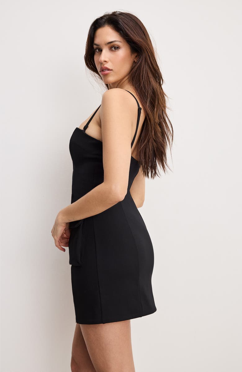 Good American Soft Stretch Ponte Minidress, Alternate, color, Black001