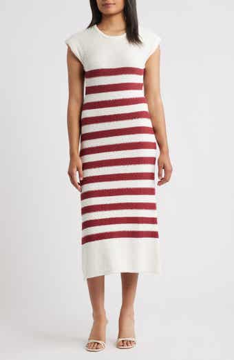 ZOE AND CLAIRE Placed Stripe Cotton Sweater Dress