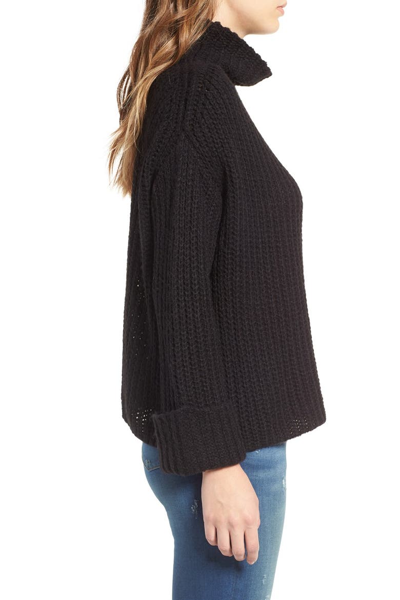 Chunky Turtleneck Sweater, Alternate, color, BLACK
