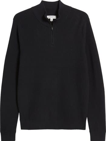 Nordstrom black 100% cashmere 1/4 store zip pullover sweater size large