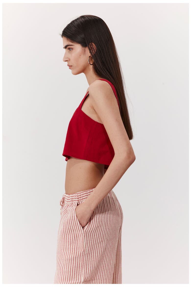 Terra Square Neck Crop Top Cover-Up, Alternate, color, Red