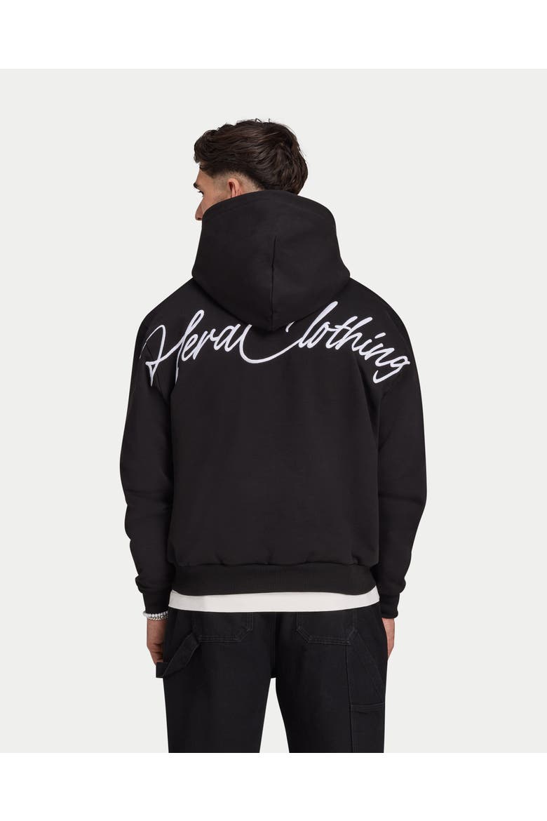 Script Heavyweight Oversized Hoodie, Alternate, color, Black