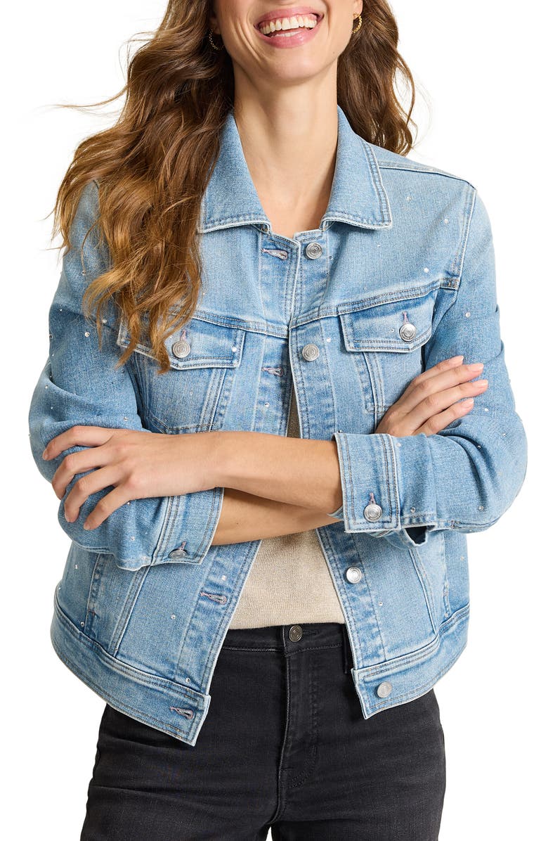 Tommy Bahama Sparkle Classic Denim Jacket, Main, color, Venice Wash