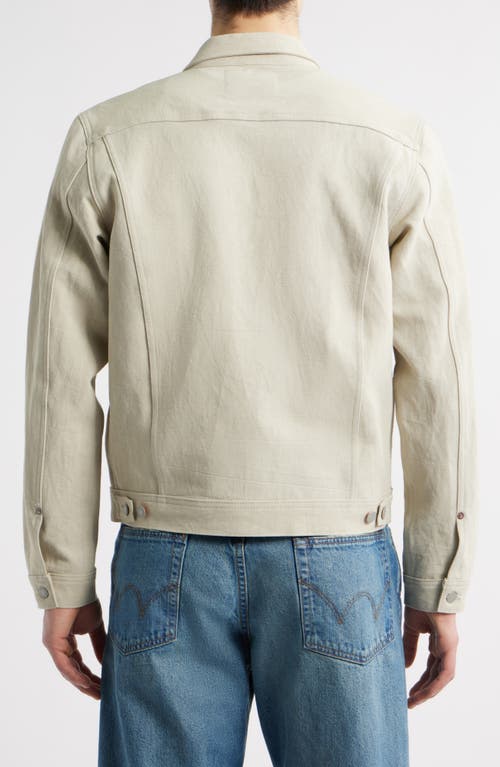 Edwin Tan Cotton & Linen Twill Trucker Jacket In Ecru