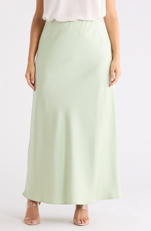 Satin A-Line Skirt (Plus)
