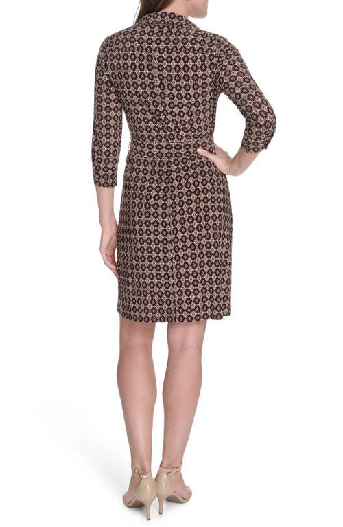 Tommy Hilfiger Women's Belted Jersey Fit & Flare Dress In Brown