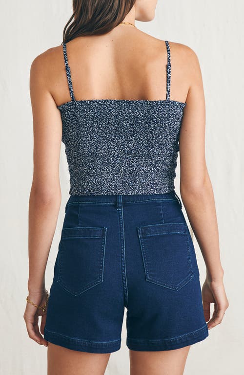 Faherty Alisee Smocked Top In Navy Riverton Ditsy