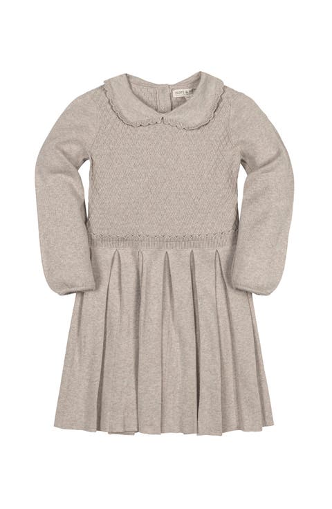 Kids' Organic Peter Pan Collar Scallop Trim Sweater Dress (Toddler, Little Kid and Big Kid)