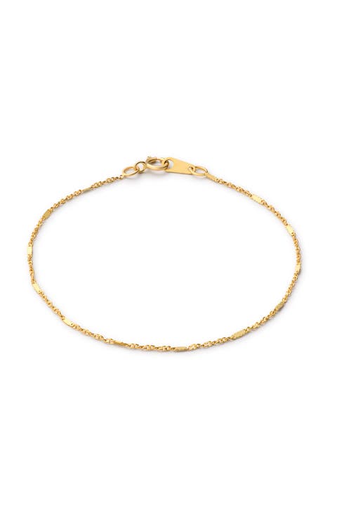 Solid Yellow Gold - Singapore Chain Bracelet
