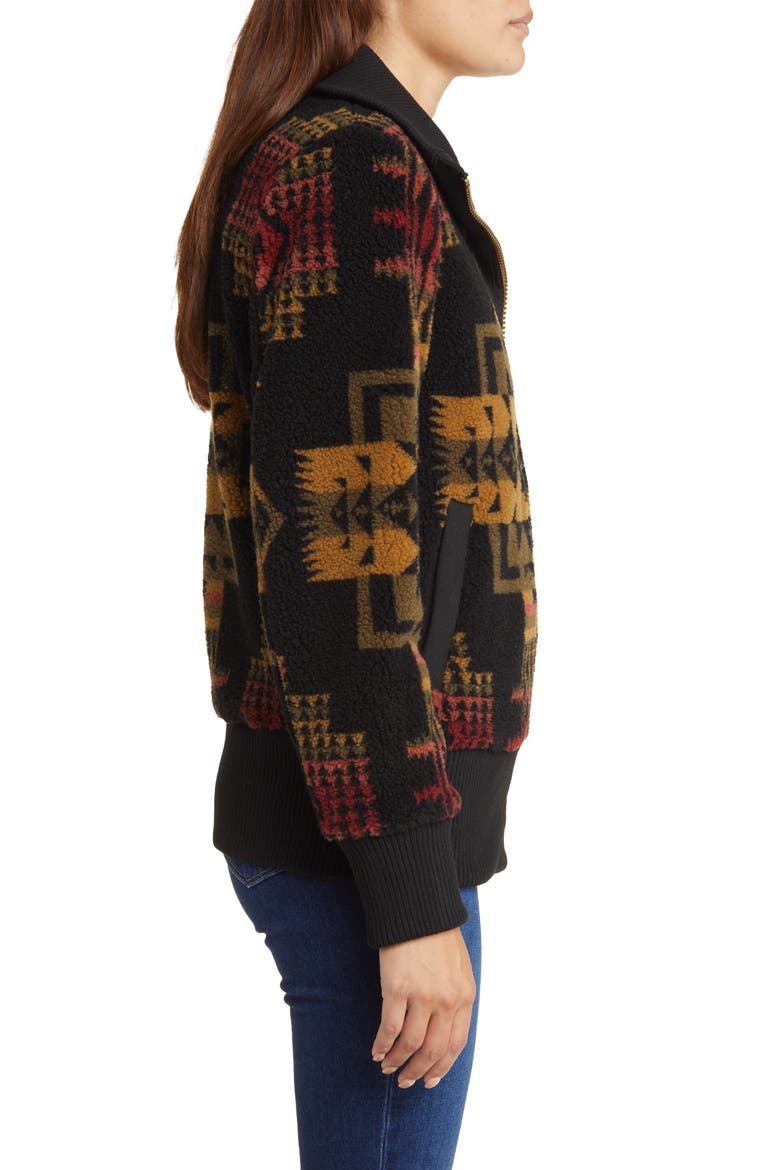 Foxglove Range Fleece Bomber Jacket, Alternate, color, BLK/ OLIVE CHIEF JOSEPH