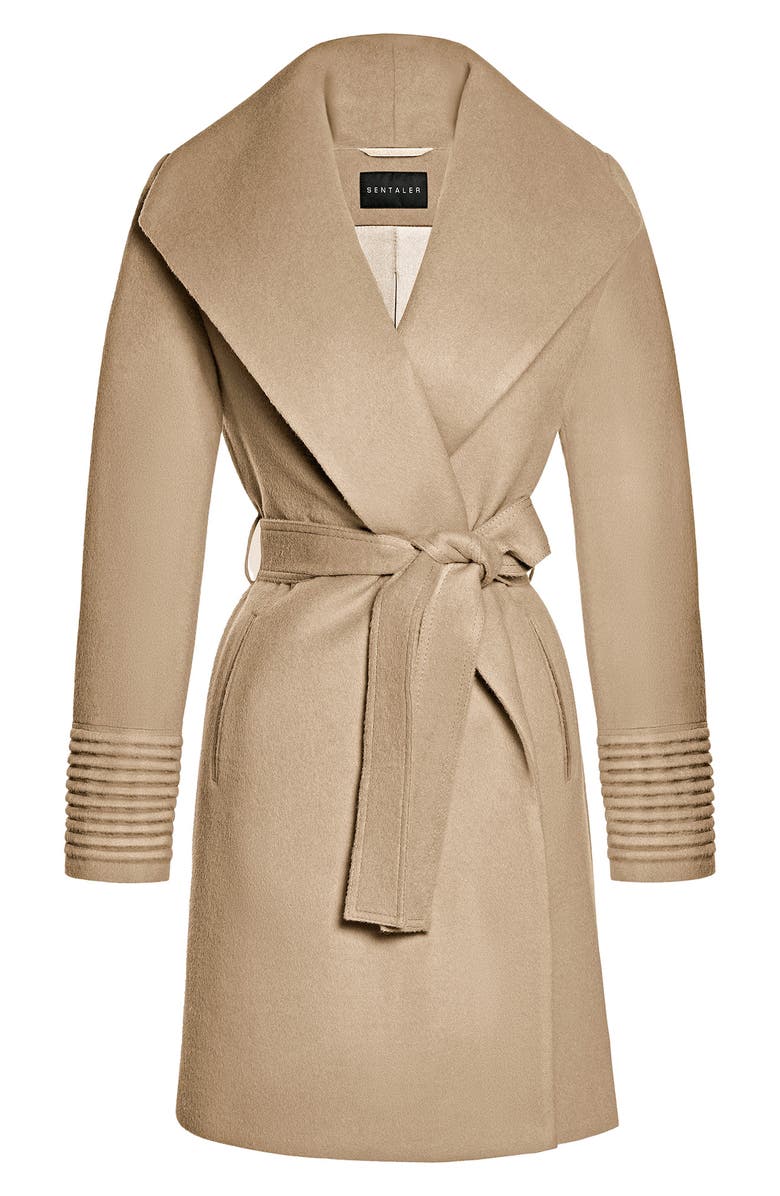 SENTALER Shawl Collar Alpaca 
Wool Coat, Alternate, color, Camel