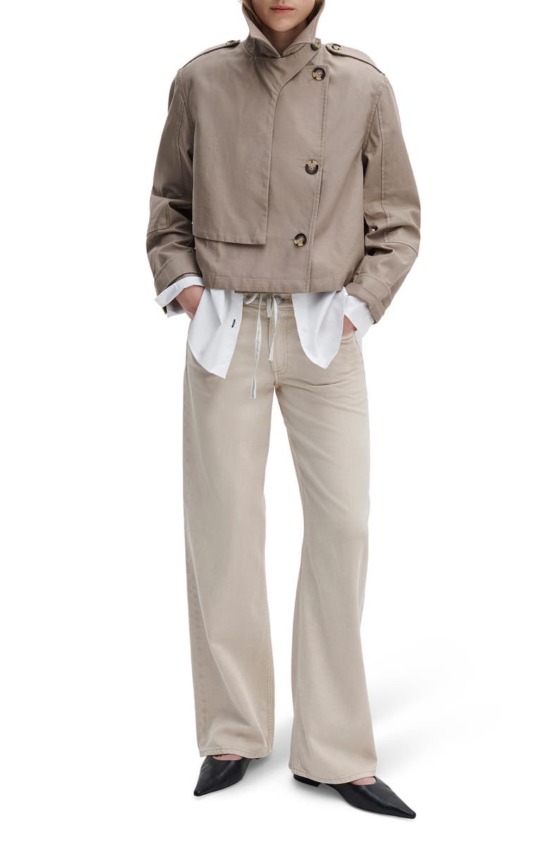 rag & bone Jamie Double Breasted Crop Cotton Trench Coat, Alternate, color, Khaki