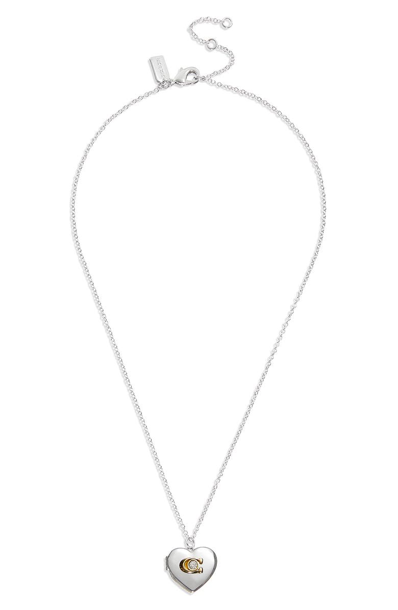 COACH C-Heart Locket Necklace, Main, color, 