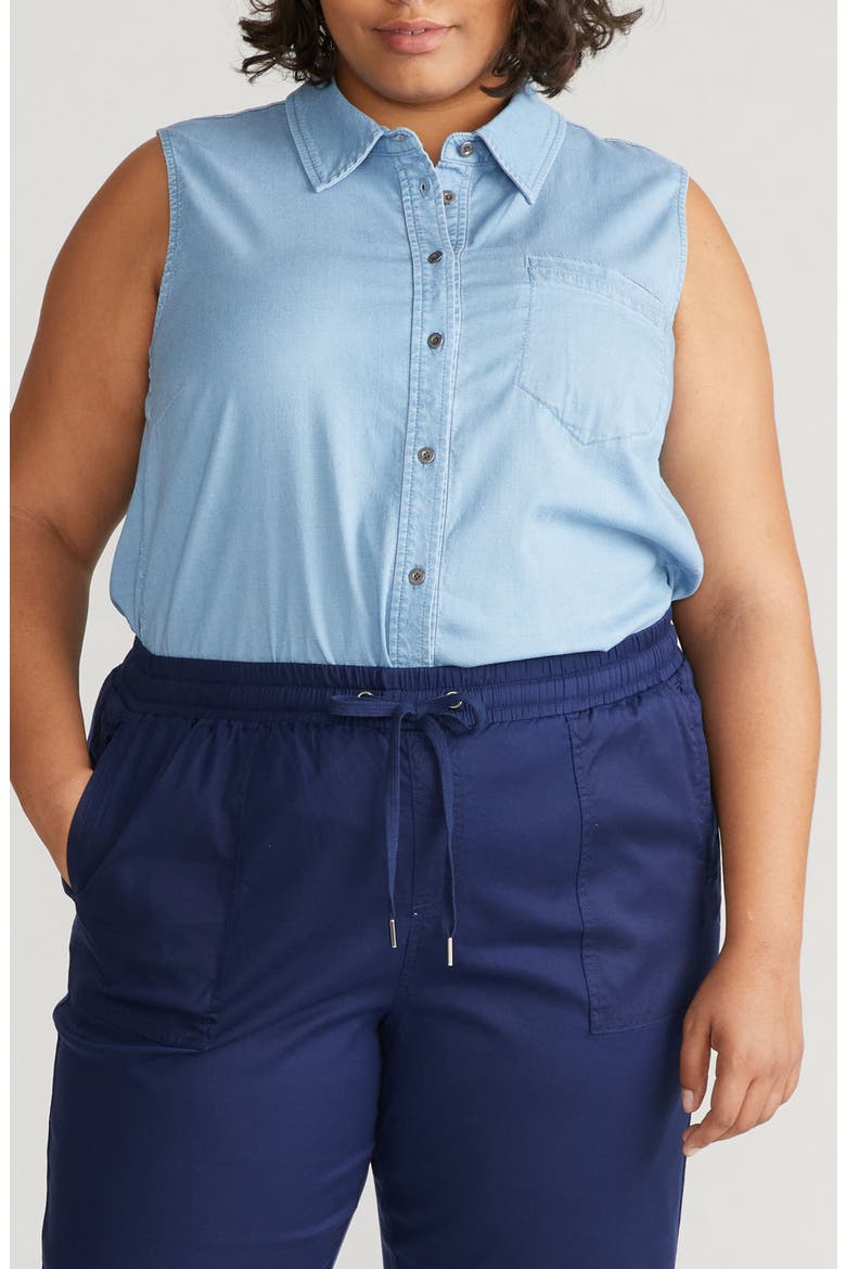 Perfect Sleeveless Chambray Shirt, Main, color, MORNING BLUE