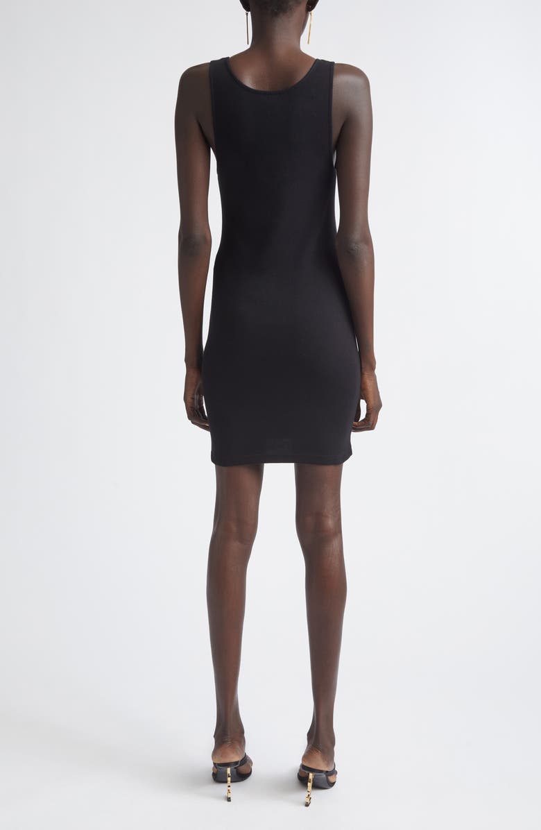 Saint Laurent Cassandre Cotton Rib Dress, Alternate, color, Noir