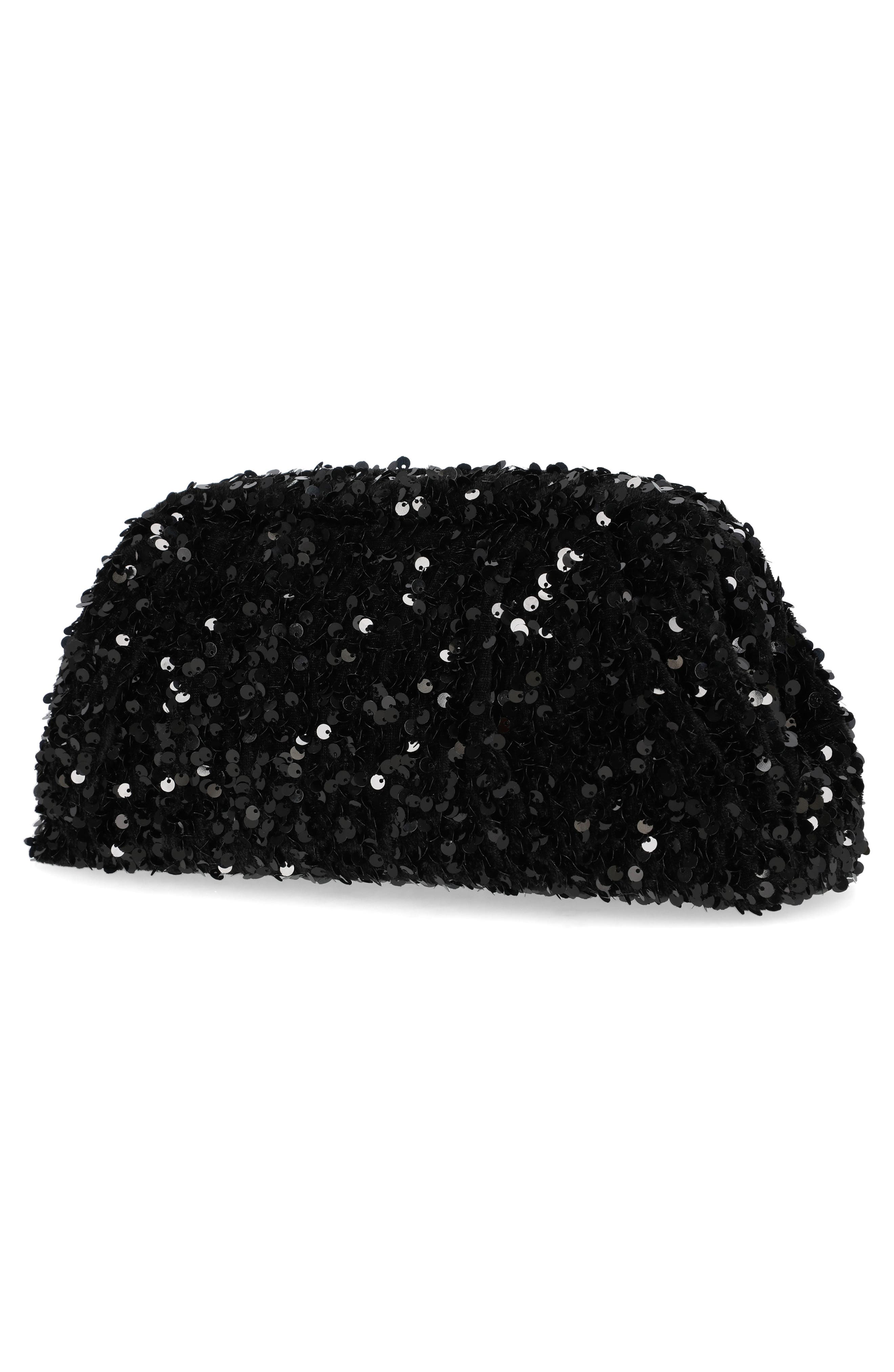 Jessica McClintock Janie Sequins Clutch, Alternate, color, Black