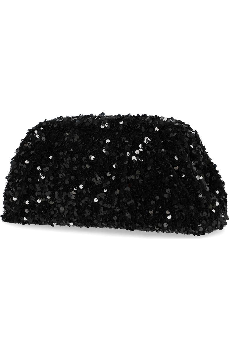 Jessica McClintock Janie Sequins Clutch, Alternate, color, Black