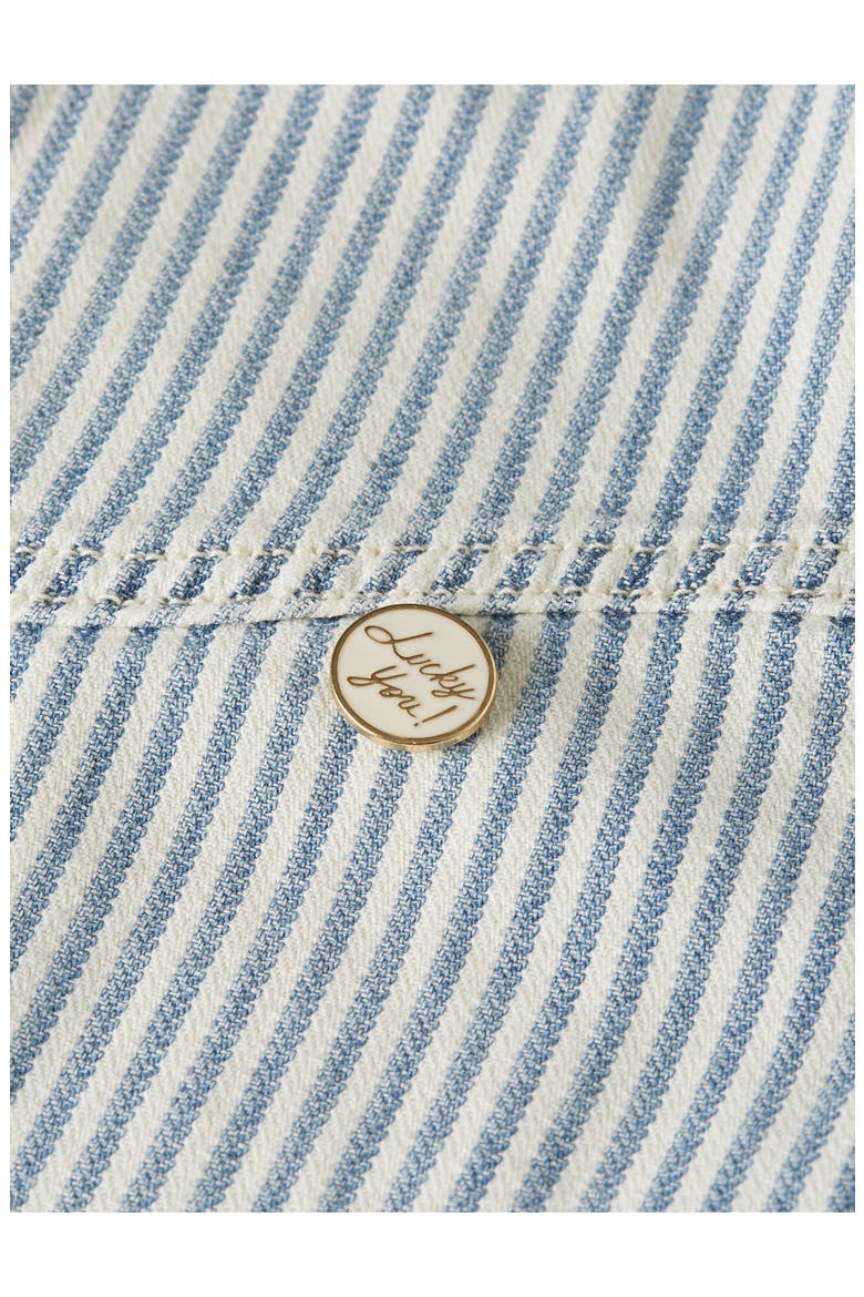 Kids' Stripe Short Sleeve Denim Button-Up Shirt, Alternate, color, INDIGO STRIPE